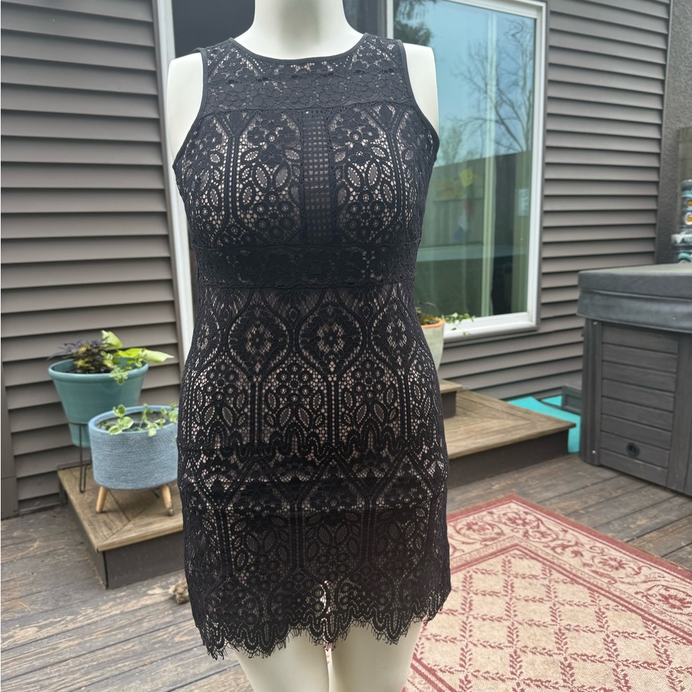 LOFT Black Sheath Mini Dress Halter Sleeveless Cocktail EUC